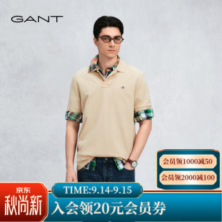 GANT 春夏男休闲翻领棉质短袖T恤衫 211-浅卡其 L
