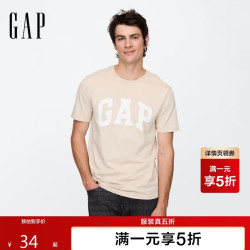 Gap 男女装夏季款纯棉印花logo圆领修身短袖T恤美版856659