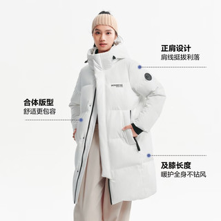 波司登 B260246064DS 中长款连帽羽绒服 杏仁白 XS