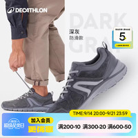 迪卡侬 休闲鞋男夏季皮面软底舒适运动鞋板鞋FEEL（43、深灰色）