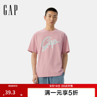 Gap 男女装夏季款印花大logo短袖T恤宽松时髦上衣 粉色 727507 XS (165/84A) 亚洲尺码