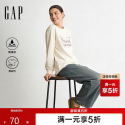 Gap 男女装2026春季款防泼水印花logo宽松圆领长袖T恤上衣854656