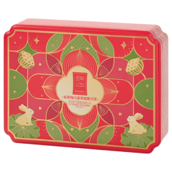 锦华 经典广式双黄纯白莲蓉低糖月饼礼盒 720g