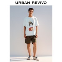 URBAN REVIVO UUY460094 手绘漫画印花 本白 XS 棉质圆领短袖T恤
