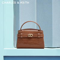 CHARLES & KEITH CHARLES&KEITH鳄鱼纹凯莉包手提斜挎婚包包女包CK2-50270880-1 Chocolate Croco巧克力鳄鱼纹色 S 小包