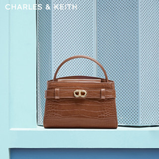 CHARLES & KEITH CHARLES&KEITH鳄鱼纹凯莉包手提斜挎婚包包女包CK2-50270880-1 Chocolate Croco巧克力鳄鱼纹色 S 小包