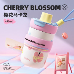 花伴森 吸管保温杯女生实用生日礼物水杯陶瓷覆层咖啡杯杯子