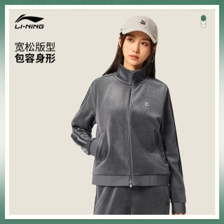 李宁 卫衣女士秋季2026新款拉链休闲开衫长袖宽松外套茄克运动服
