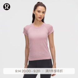 lululemon 丨Swiftly 女士运动网眼短袖 T 恤*Race LW3JPIS 朦胧粉圆点鱼骨纹 S /6