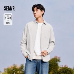 森马 夹克长袖衬衫男秋冬新款简约时尚翻领上衣外套
