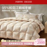 水星家纺 A类阻螨95%白鹅绒冬被芯防钻绒秋冬羽绒被子 南法赫拉花园抗菌白鹅绒冬被200*230cm