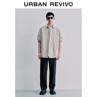 URBAN REVIVO UMF260028 撞色条纹拼接翻领开襟衬衫