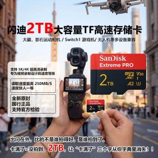 百亿补贴：闪迪 2TB至尊高速TF内存卡大疆pocket4运动相机/无人机通用V30速率