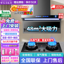 好太太亿美 油烟机一级能效变频家用大吸力顶侧双吸大风量低噪音挥手智控抽油烟机燃气灶具套装