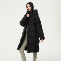 坦博尔 90%绒 连帽羽绒服 中长款 黑色