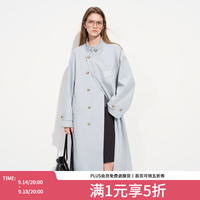 范思蓝恩 轻国风立领风衣女2026春季长款新中式外套最新款 盐水蓝 XS