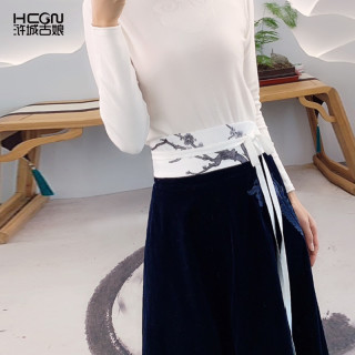 浒城古娘 中式国风复古修身气质刺绣腰带女士踏雪寻梅腰封-YF008