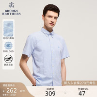 Brooks Brothers BrooksBrothers）夏季高级感男士条纹休闲短袖衬衫