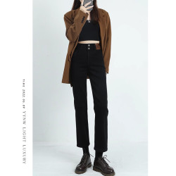 小个子高腰直筒牛仔裤女2026春季新款弹力九分显瘦百搭外穿烟管裤