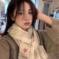 新款ins千鸟格子围巾女冬季韩版百搭保暖学生韩系氛围感港风围脖