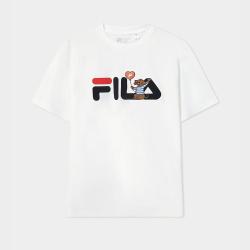 FILA 男装运动休闲T恤男士简约百搭舒适圆领针织短袖衫