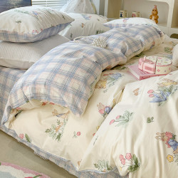 苏萱 小清新纯棉床上四件套100全棉可爱床品床单被套宿舍床笠女三件套4