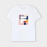FILA 女装简约百搭运动T恤女基础圆领日常通勤针织短袖衫
