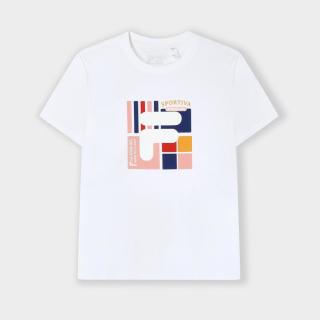 FILA 女装简约百搭运动T恤女基础圆领日常通勤针织短袖衫
