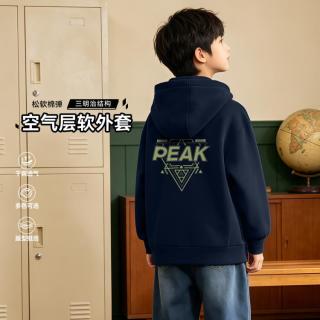 匹克 开学季穿搭|儿童连帽外套春秋男童运动上衣女童拉链开衫舒适卫衣