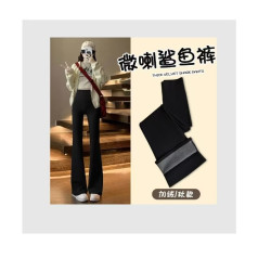 秋冬季女外穿高腰阔腿显瘦加绒加厚微喇休闲裤女