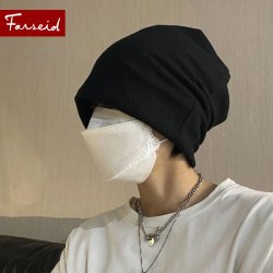 帽子男冬季堆堆帽韩版时尚黑色针织包头帽男士潮流大头围毛线冷帽