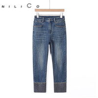 NILICO“捡漏”很贴心深冬必备弹力加绒时尚经典潮流百搭九分牛仔裤