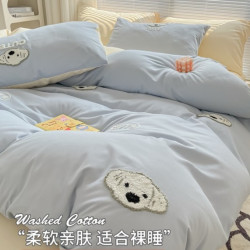 BLACKYAK 简约卡通水洗棉四件套床上用品非全棉纯棉床单宿舍被套床品三件套