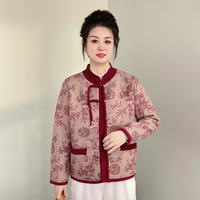 秋冬女装洋气高贵宽松中式高档加绒加厚中国风红色开衫外套妈妈装