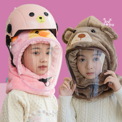 秋冬季儿童套头帽户外保暖围脖连帽卡通婴幼帽子宝宝骑车防风帽