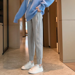 灰色新款卫裤九分女款裤子高腰显瘦运动裤小个子宽松长裤哈伦裤dj