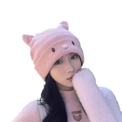 包头帽秋冬款冬天产后坐月子帽针织毛线帽女秋冬可爱堆堆帽显脸小