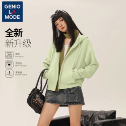 GENIOLAMODE 外套女秋季2025新款小个子短款上衣运动休闲卫衣开衫