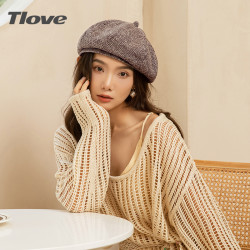 TLOVE 9280新款时尚英伦休闲风贝雷帽女士秋冬季轻盈舒适百搭针织帽子