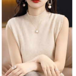绒女衣橱经典款羊毛无袖半高领内搭YM076