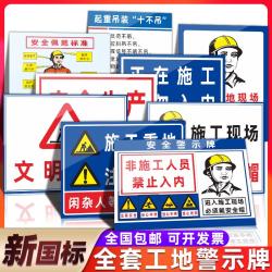进入工地请戴安全帽文明施工谨防高空坠物全套安全提示标示牌定制
