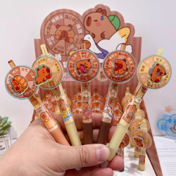 国俊众博 网红卡皮巴拉转转笔抽签中性笔转盘笔可爱儿童旋转解压水笔