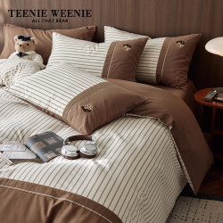 TEENIE WEENIE TeenieWeenie小熊A类刺绣全棉印花磨毛床单床笠款四件套简约加厚S