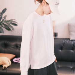 白色打底衫男女情侣同款秋冬保暖新款韩系显瘦遮臀开叉上衣