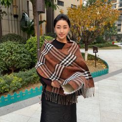 2025新款美拉德格纹双面提花围巾