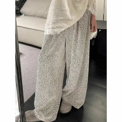 亮丝雪尼尔阔腿裤女秋冬2024新款高腰直筒休闲裤
