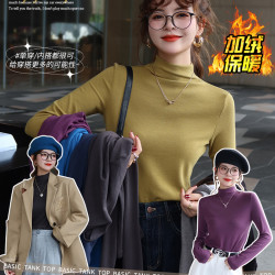 纯色半高领百搭长袖打底衫女修身显瘦女款6608