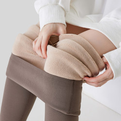 秋冬咖色加绒加厚鲨鱼裤女保暖外穿高腰收腹不加绒打底裤瑜伽健身