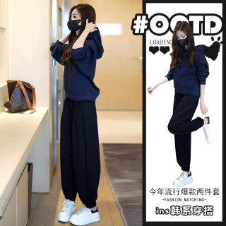 2024春秋穿搭一整套时尚高级感网红炸街小个子连帽卫衣两件套装女