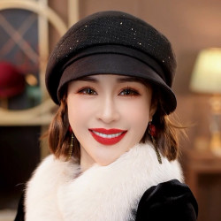 布塔 羊毛百搭贝雷帽女款2025新款爆款秋冬帽子0754